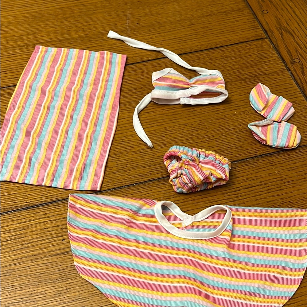 Colorful Striped Doll Swim Set